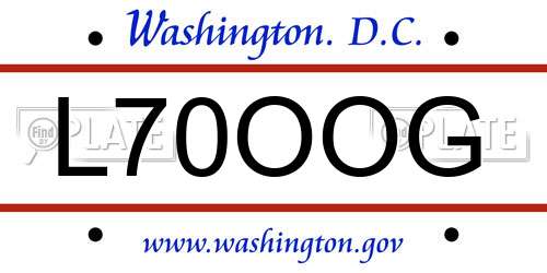 L70OOG District Of Columbia License Plate