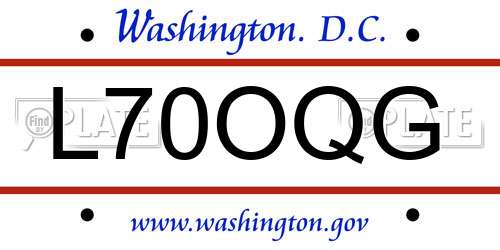 L70OQG District Of Columbia License Plate