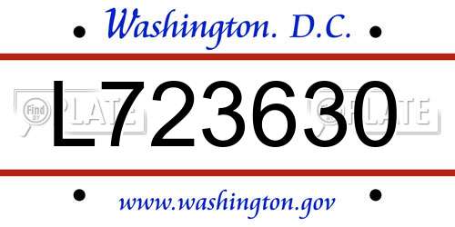 L723630 District Of Columbia License Plate