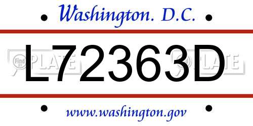 L72363D District Of Columbia License Plate
