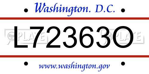L72363O District Of Columbia License Plate