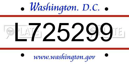 L725299 District Of Columbia License Plate