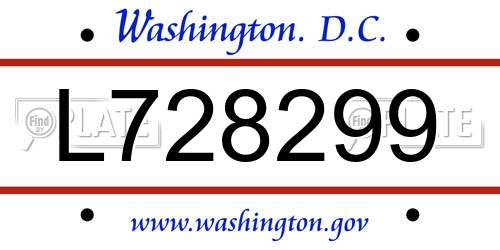 L728299 District Of Columbia License Plate