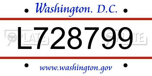 L728799 District Of Columbia License Plate