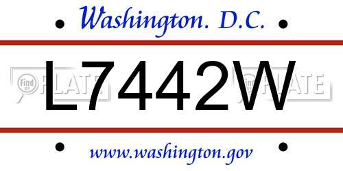 L7442W District Of Columbia License Plate