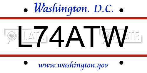 L74ATW District Of Columbia License Plate