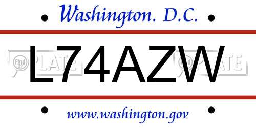 L74AZW District Of Columbia License Plate