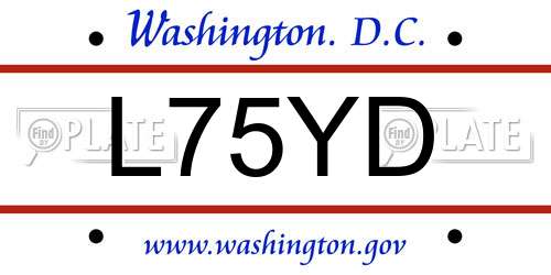 L75YD District Of Columbia License Plate