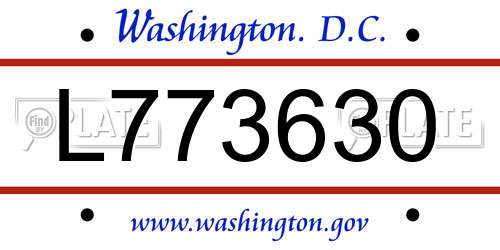L773630 District Of Columbia License Plate