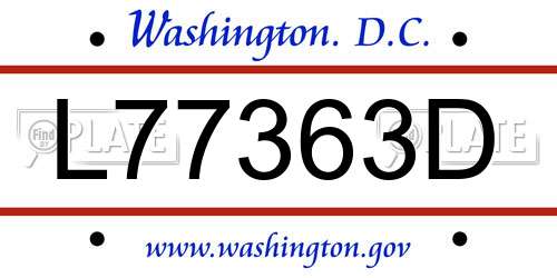 L77363D District Of Columbia License Plate