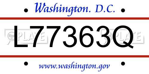 L77363Q District Of Columbia License Plate