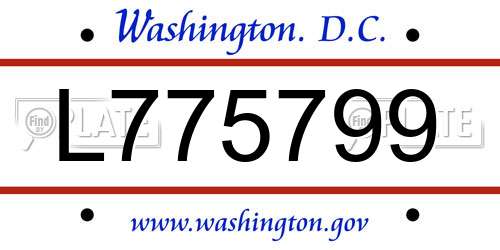 L775799 District Of Columbia License Plate