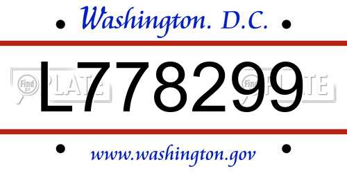 L778299 District Of Columbia License Plate