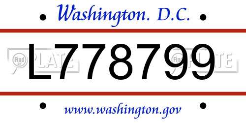 L778799 District Of Columbia License Plate