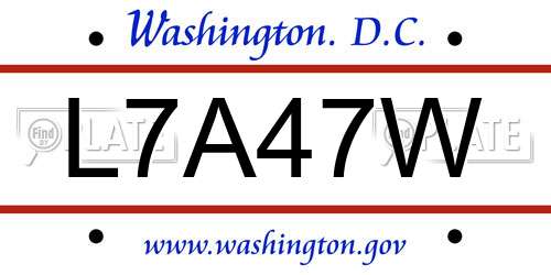 L7A47W District Of Columbia License Plate