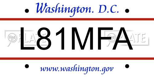 L81MFA District Of Columbia License Plate