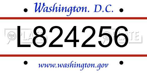 L824256 District Of Columbia License Plate
