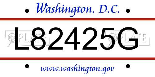 L82425G District Of Columbia License Plate