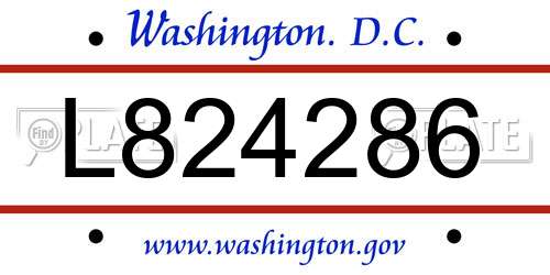 L824286 District Of Columbia License Plate