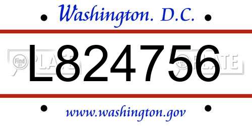 L824756 District Of Columbia License Plate