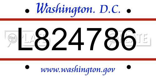 L824786 District Of Columbia License Plate
