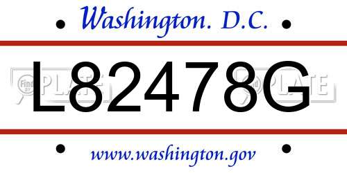 L82478G District Of Columbia License Plate