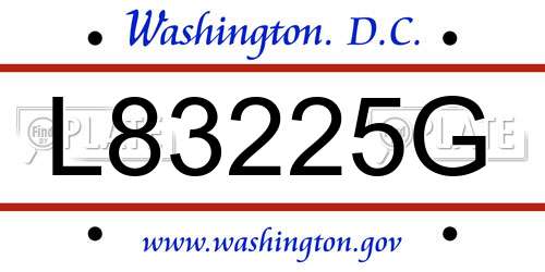 L83225G District Of Columbia License Plate