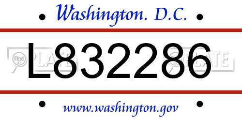 L832286 District Of Columbia License Plate