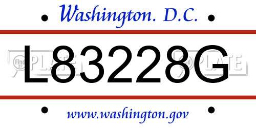 L83228G District Of Columbia License Plate