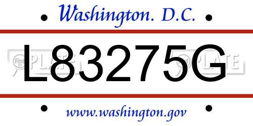 L83275G District Of Columbia License Plate