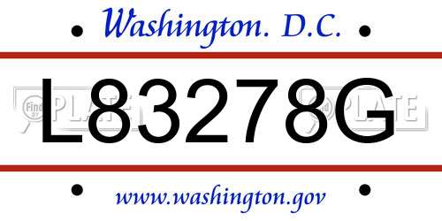 L83278G District Of Columbia License Plate