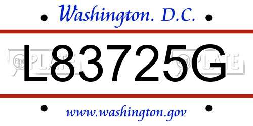 L83725G District Of Columbia License Plate