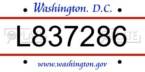 L837286 District Of Columbia License Plate