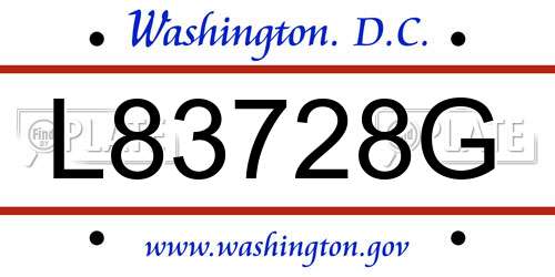 L83728G District Of Columbia License Plate