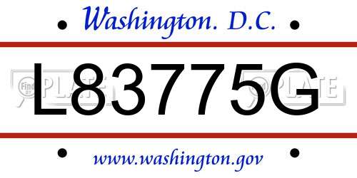 L83775G District Of Columbia License Plate