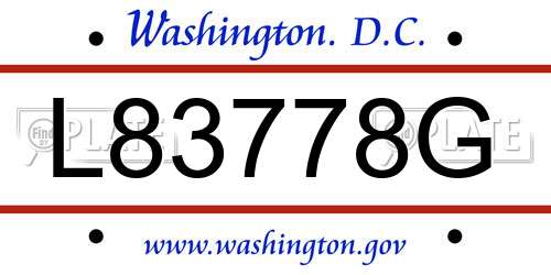 L83778G District Of Columbia License Plate