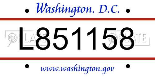 L851158 District Of Columbia License Plate