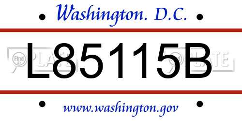 L85115B District Of Columbia License Plate