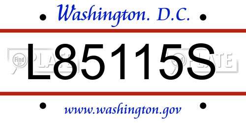L85115S District Of Columbia License Plate