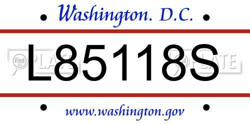 L85118S District Of Columbia License Plate