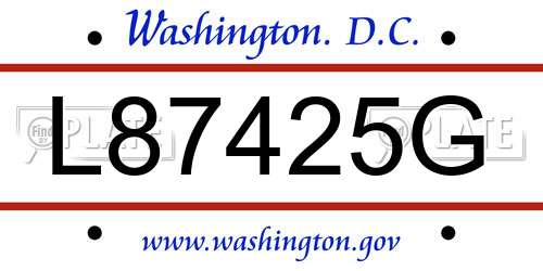 L87425G District Of Columbia License Plate