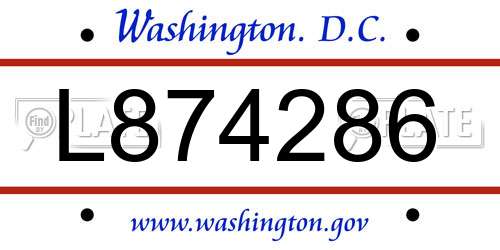 L874286 District Of Columbia License Plate