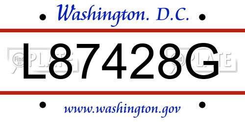 L87428G District Of Columbia License Plate