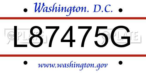 L87475G District Of Columbia License Plate