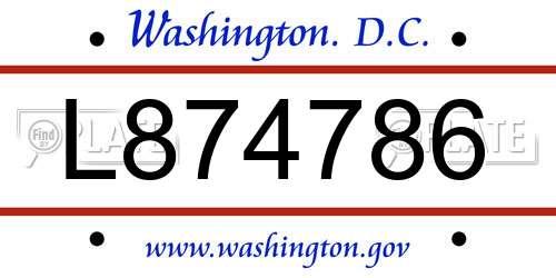 L874786 District Of Columbia License Plate