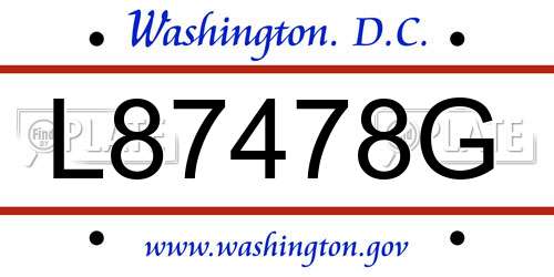L87478G District Of Columbia License Plate