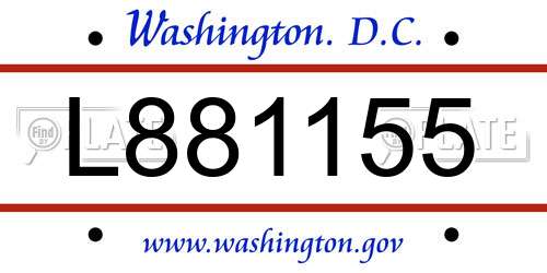 L881155 District Of Columbia License Plate