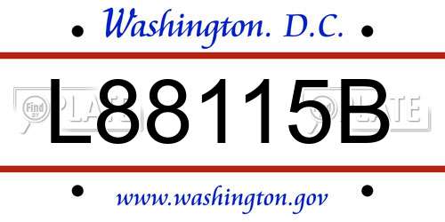 L88115B District Of Columbia License Plate