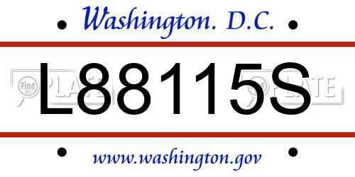 L88115S District Of Columbia License Plate