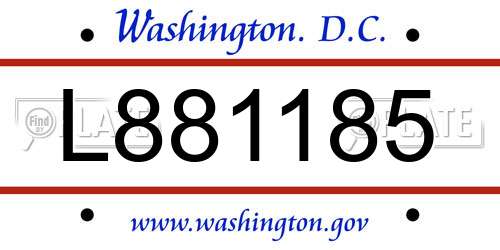 L881185 District Of Columbia License Plate